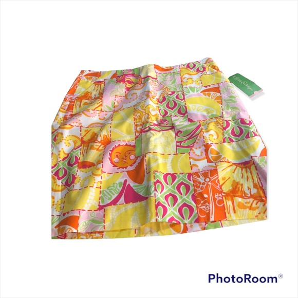 Women’s rare yellow & pink NWT Y2k Lilly Pulitzer karlo Mini skirt - Picture 4 of 11